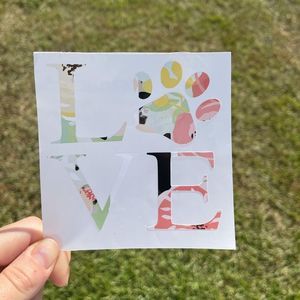 Floral LOVE Dog Print Vinyl Decal